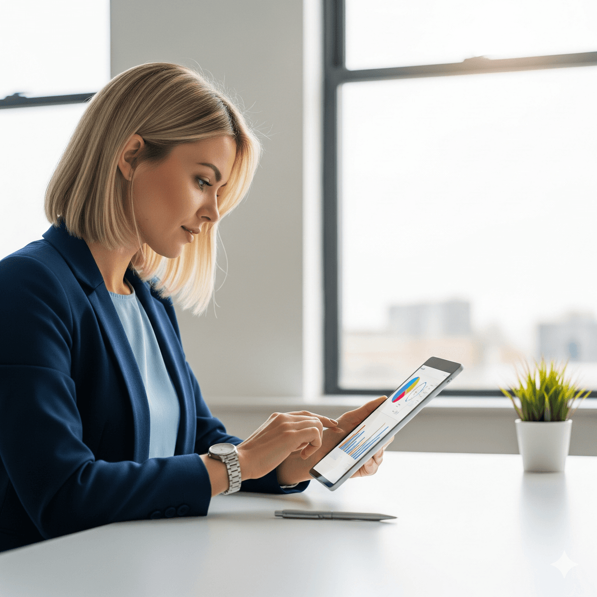 Consultant working on a tablet
